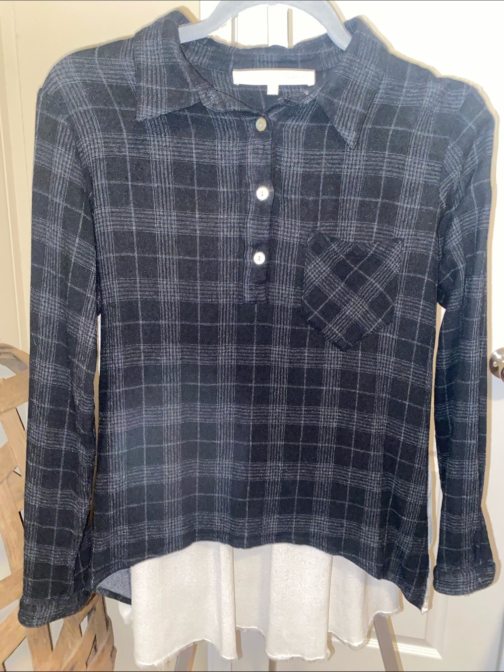 Ulla Johnson Plaid Long-Sleeve Henley Top